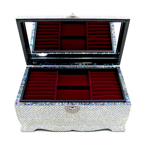 Premium Najeonchilgi lacquerware Peacock Bandaji Chest Drawer Mother of Pearl Jewelry Box (Extra Large, Black Red) - by Jang Tae-bok