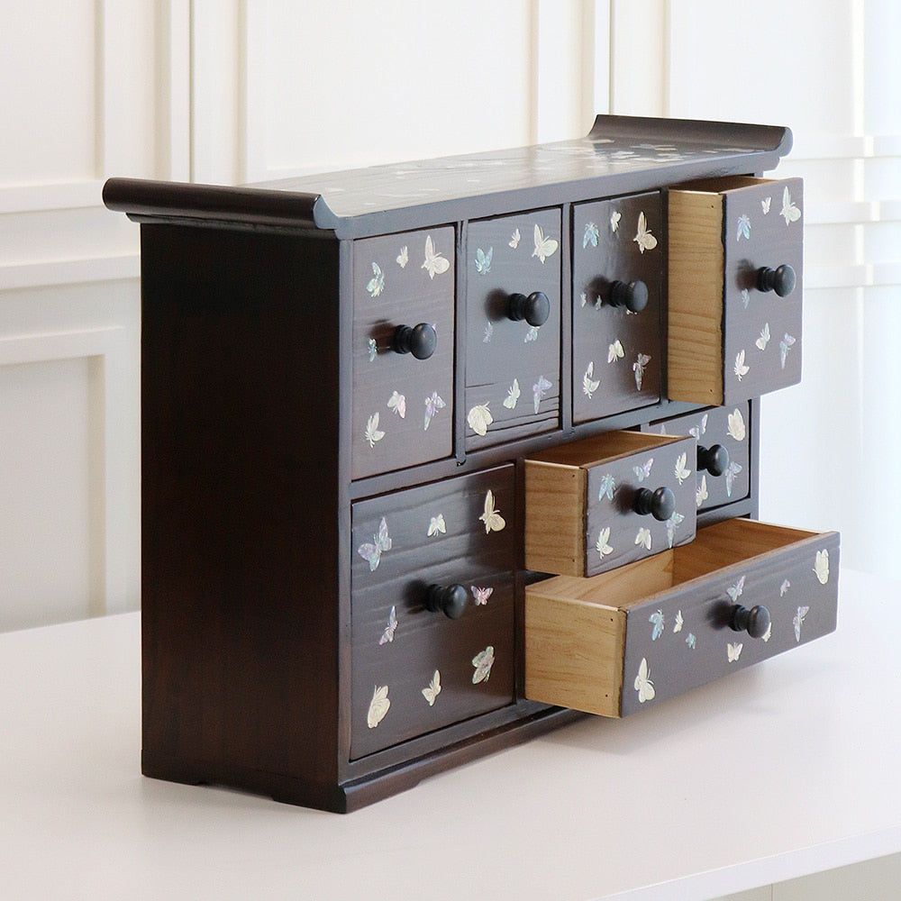 Color Mother of Pearl Butterfly Seonbi Scholar 8-Drawer (Medium)
