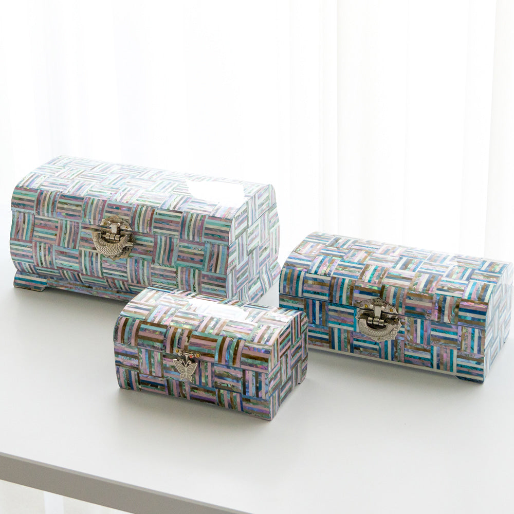 Rainbow 2-Tier Najeonchilgi Mother of Pearl Jewelry Box, 24 cm by Park In-ho