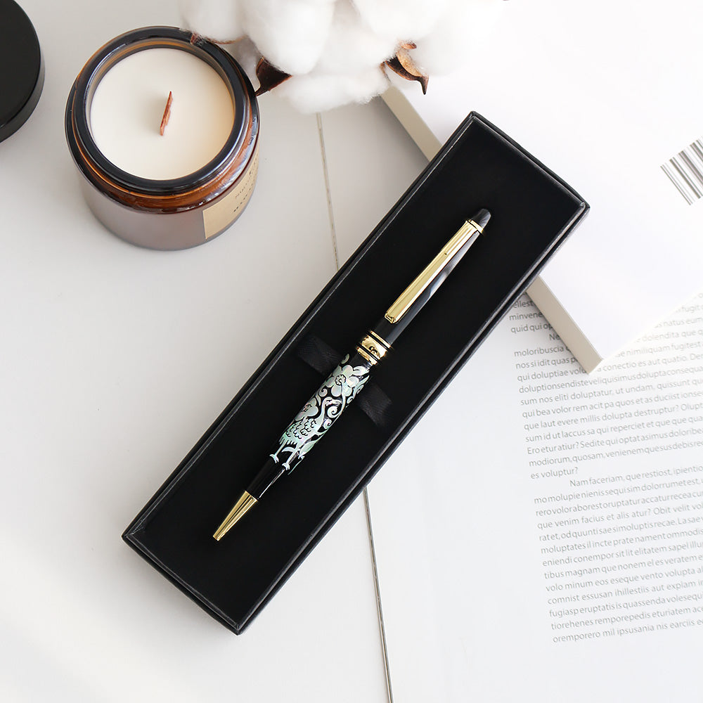 Premium Mother of Pearl Pen (Flower & Crane)