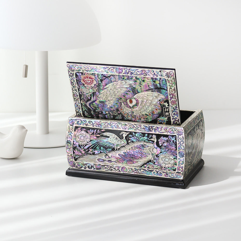Najeonchilgi Peacock Flower Multi Purpose Jewelry Box (Master Artisan Kim Young-man)