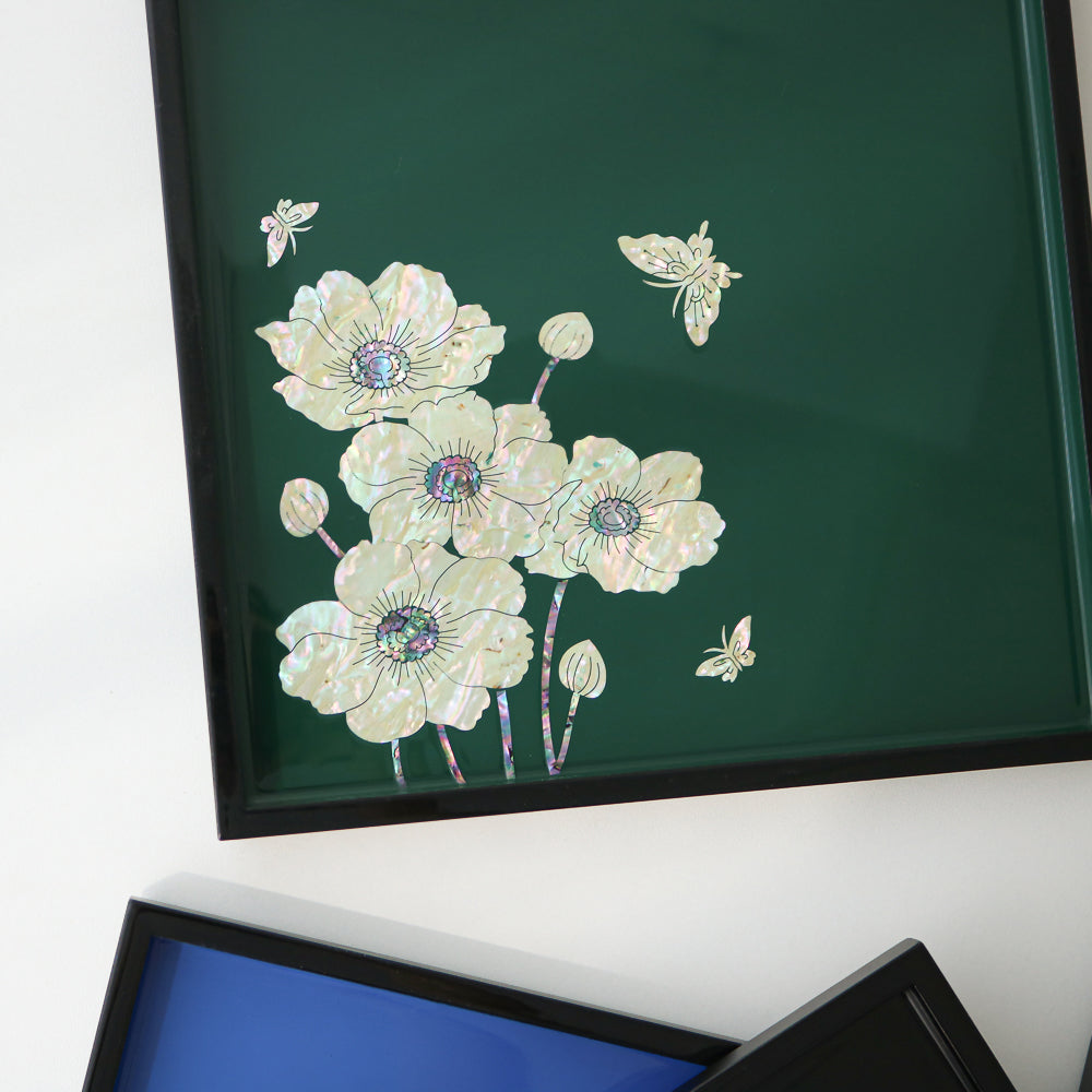 Najeonchilgi Flower Square Mother of Pearl Tray, 24 cm
