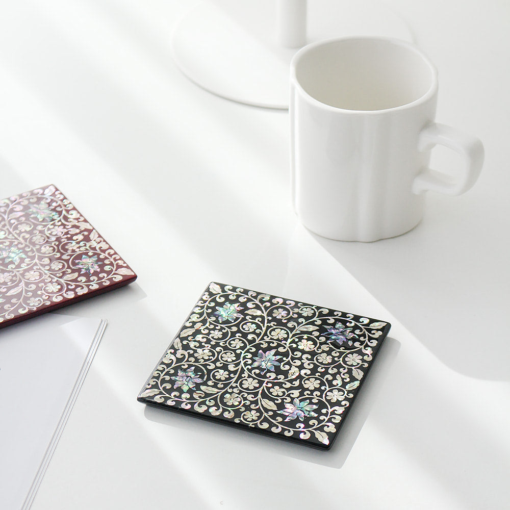 Najeonchilgi Square Mother of Pearl Coaster (Arabesque)