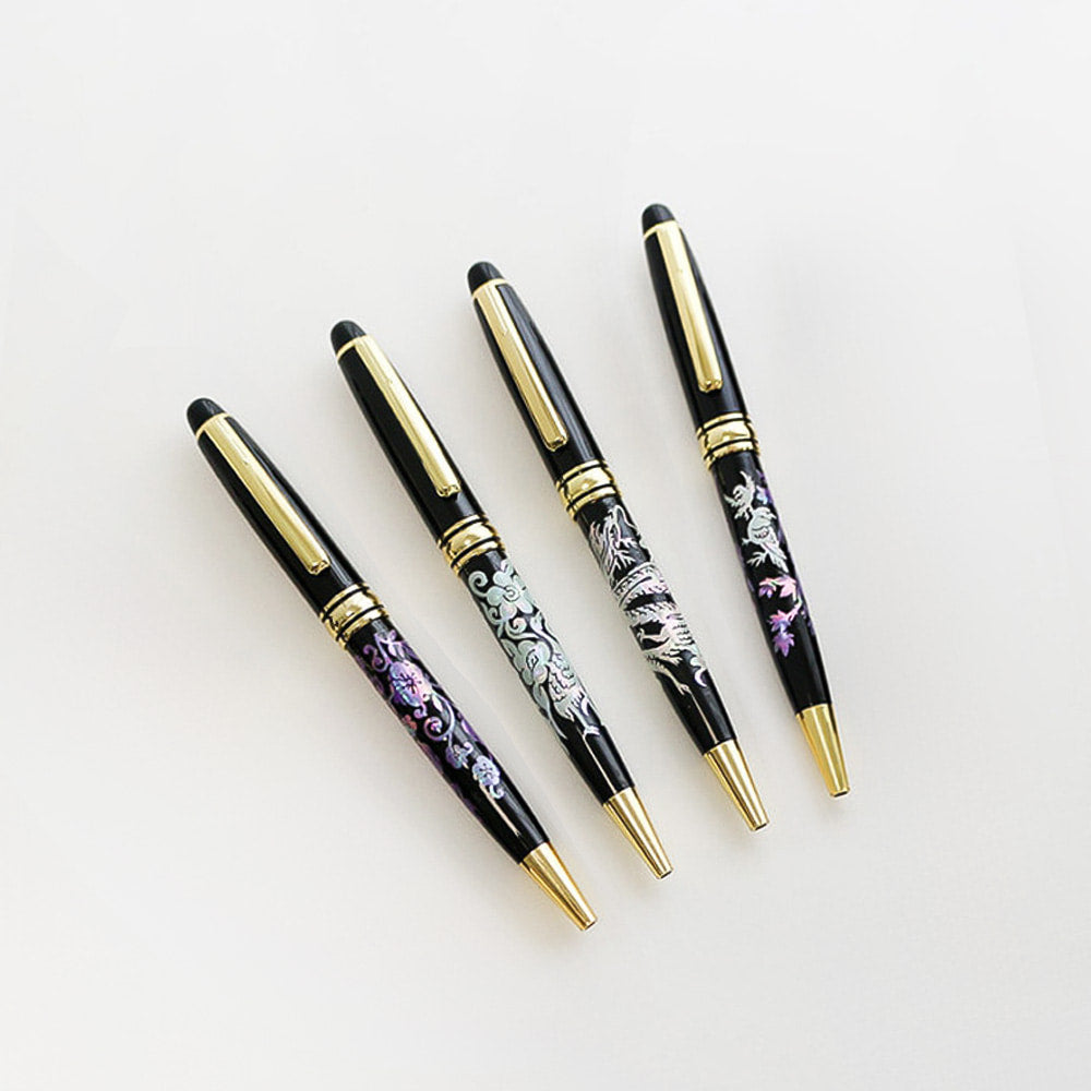 2-Piece Set: Black Mother of Pearl Business Card Case N Mother of Pearl Pen