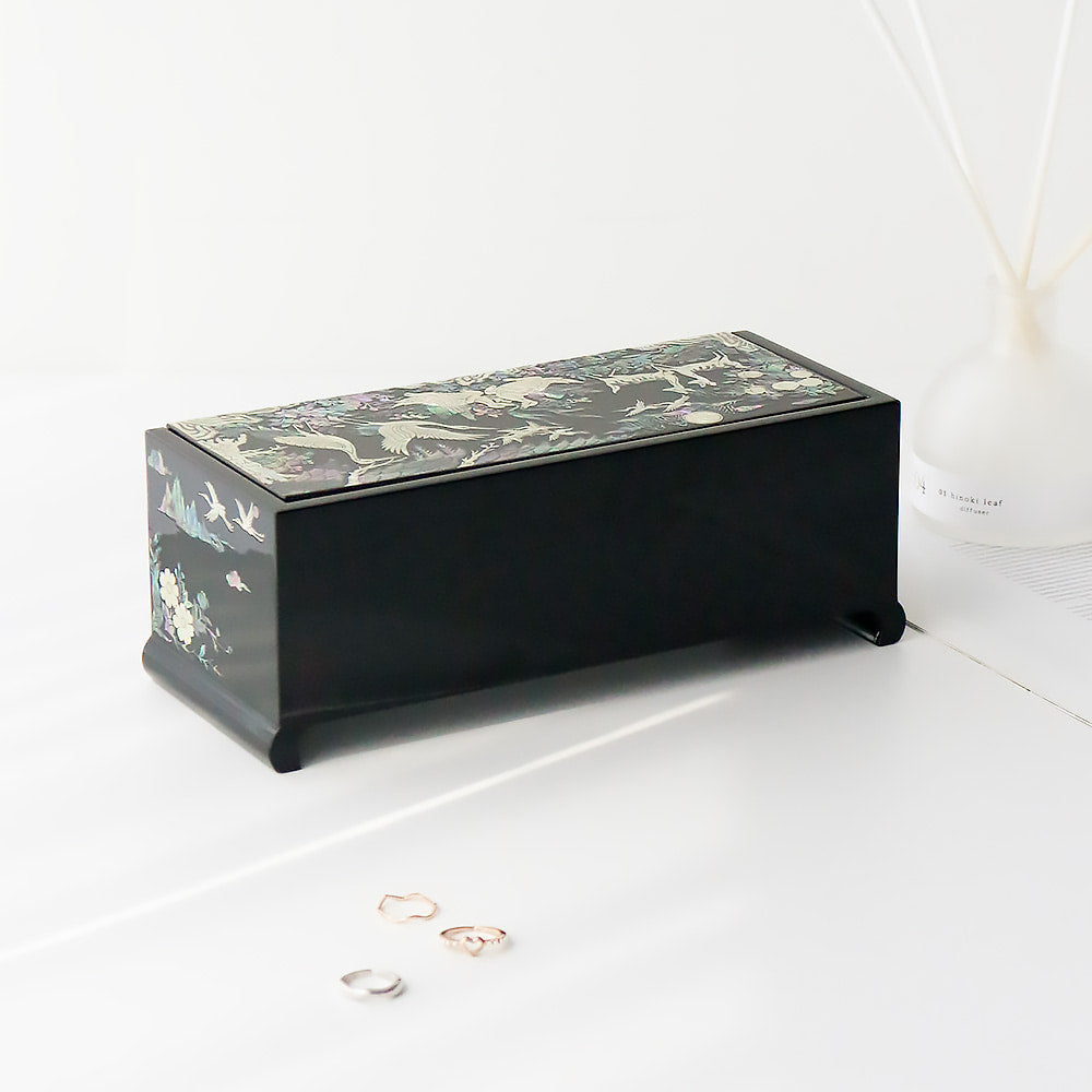 Najeonchilgi Ten Symbols of Longevity 3-Tier Drawer Mother of Pearl Jewelry Box, 23 cm