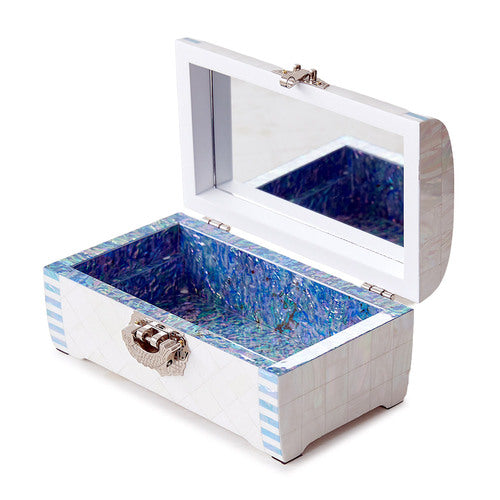 White Pearl Rounded 2-Tier Najeonchilgi Jewelry Box, 21 cm by Park In-ho