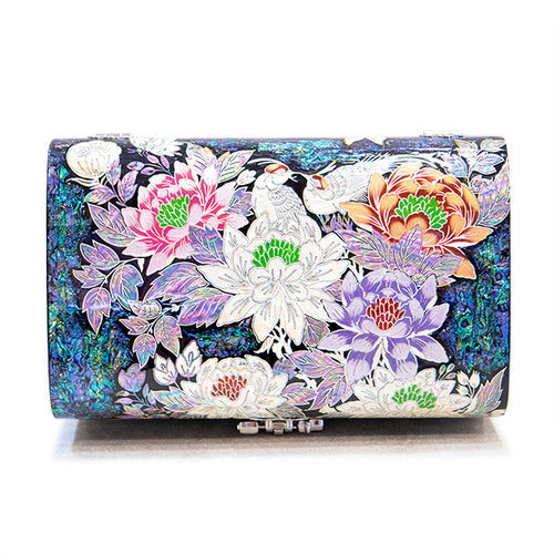 Peony & Butterfly Blue Abalone 2-Tier Najeonchilgi Jewelry Box, Large by Park In-ho