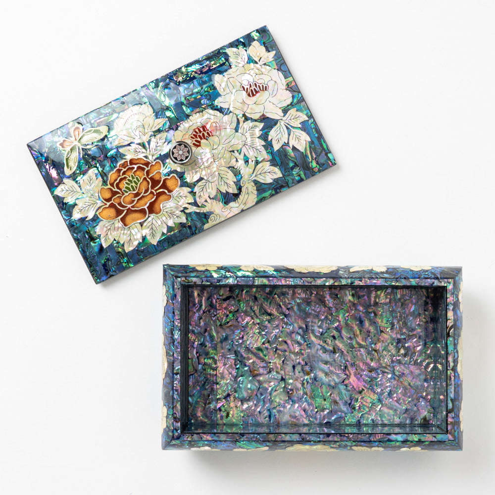 Peony Blue Mother of Pearl Box by Park In-ho