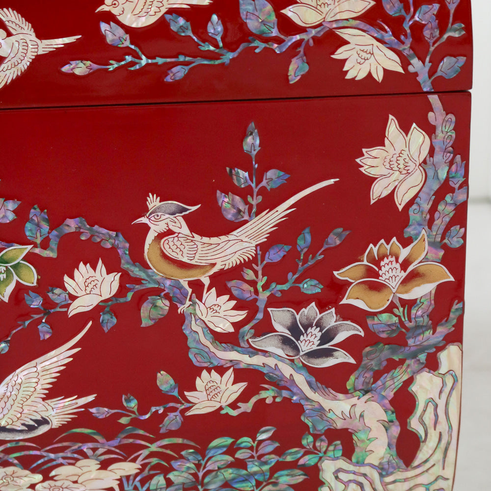 Masterpiece Najeon Bridal Painted Peony of Wealth Bongchae Wedding Box (Red)
