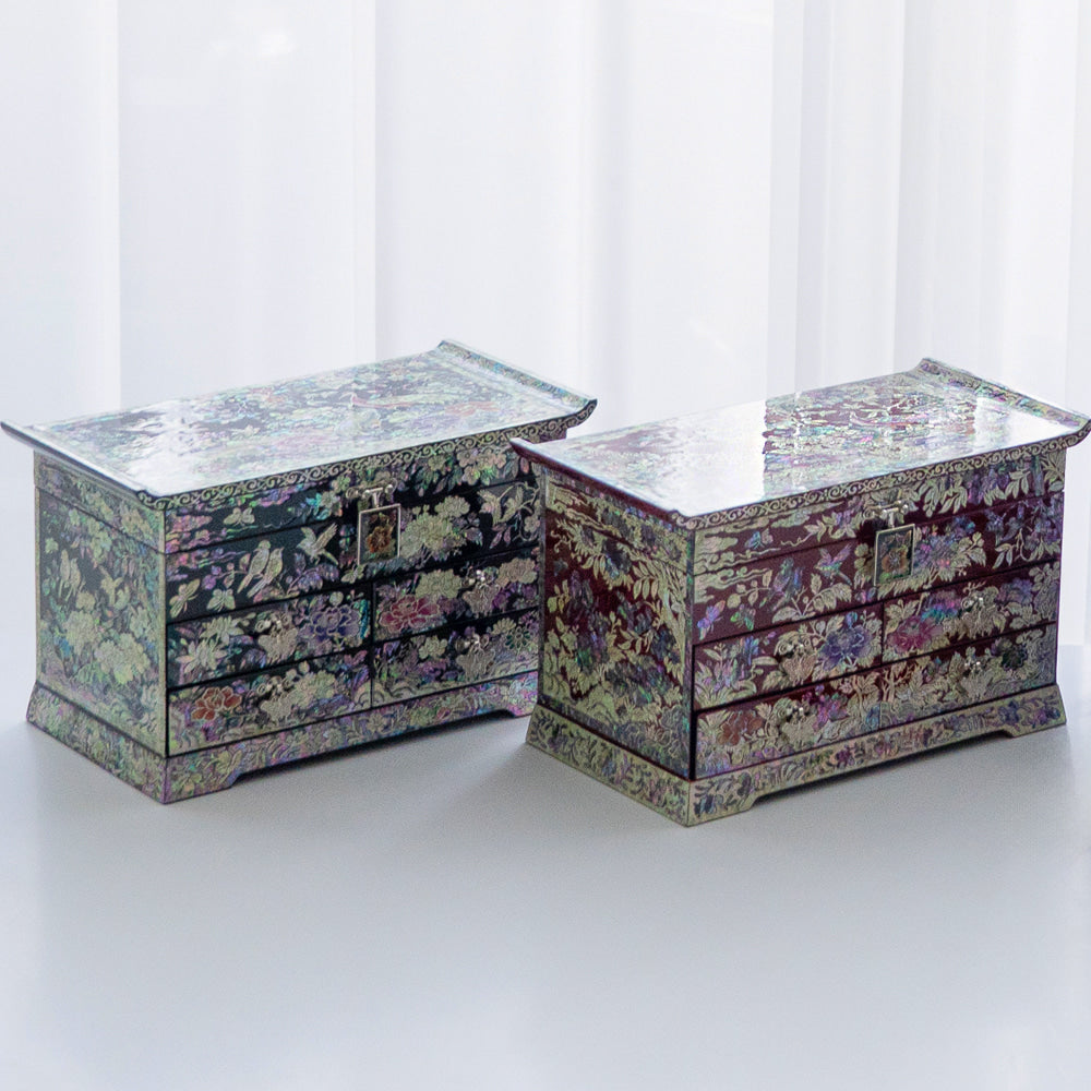 Arabesque & Ten Symbols of Longevity 5-Drawer Najeonchilgi Jewelry Chest