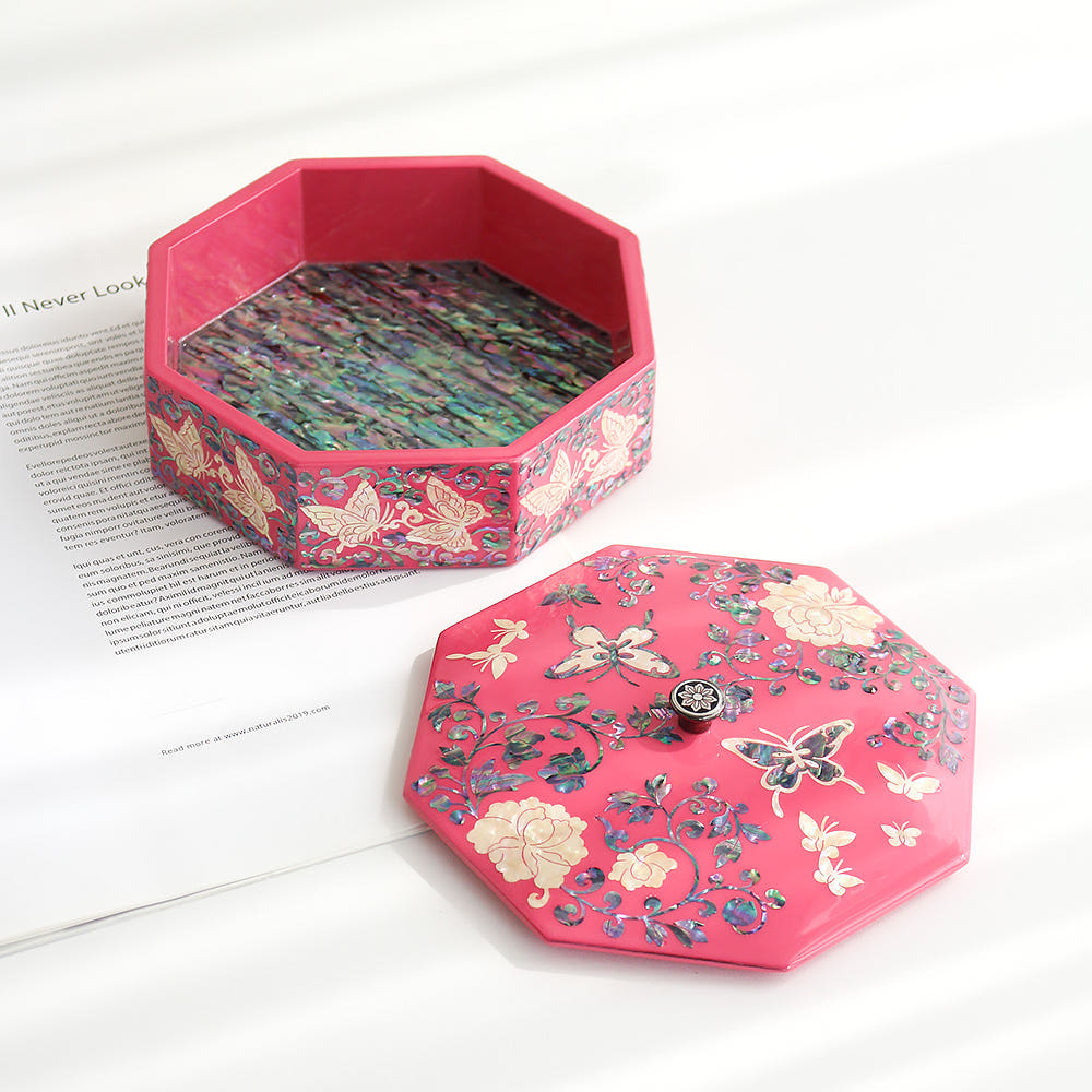 Hexagonal Mini Jewelry Box Mother of Pearl Jewelry Box Keepsake Ring Box Najeonchilgi Dessert Box Wedding Gift Box