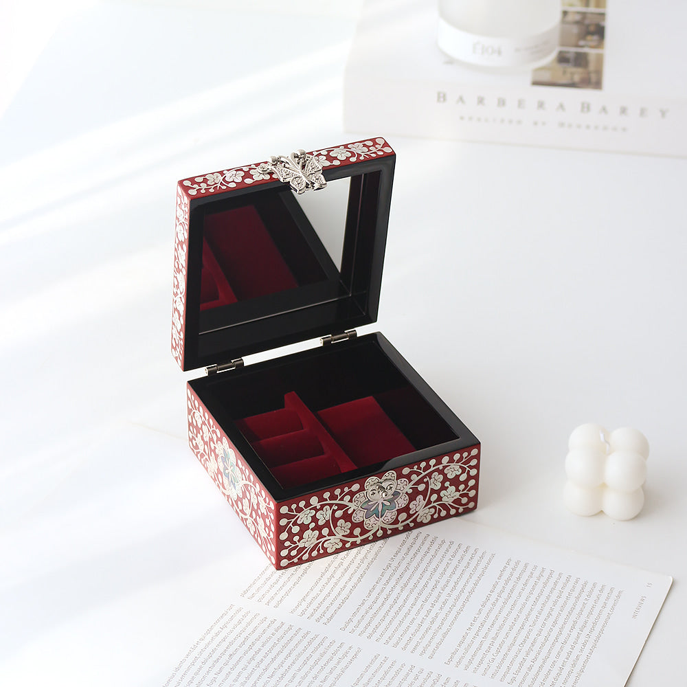 Najeonchilgi Plum Blossom Arabesque Mini Mother of Pearl Jewelry Box, 11 cm