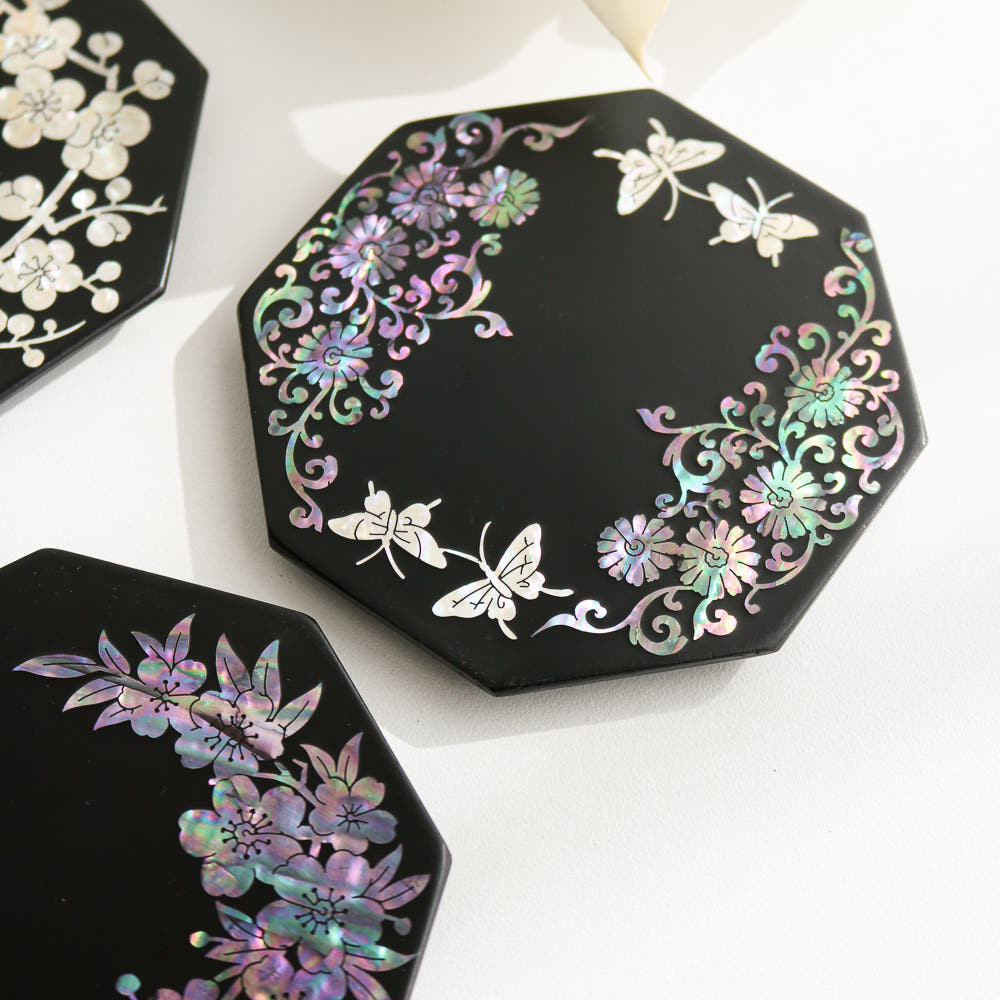 Najeonchilgi Mother of Pearl Coaster Mother of Pearl Coaster Traditional Coaster Traditional Red