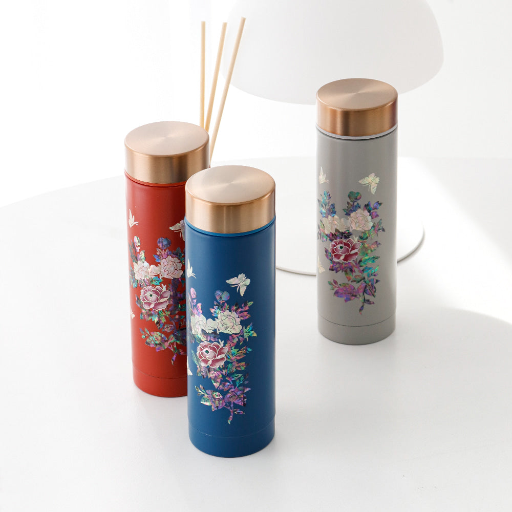 Najeonchilgi Painted Peony Stainless Steel Mother of Pearl Tumbler 300ml
