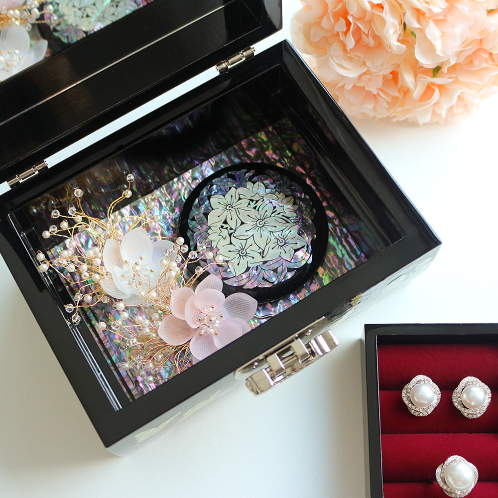 Najeonchilgi Vivid Wood Round Mother of Pearl Hand Mirror Yedan Mother of Pearl Mirror Korean
