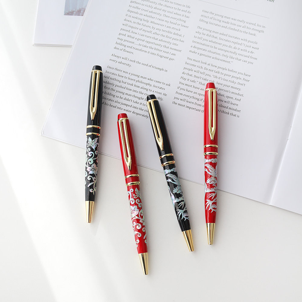 Najeonchilgi Pine & Crane Plum & Butterfly Mother of Pearl Pen