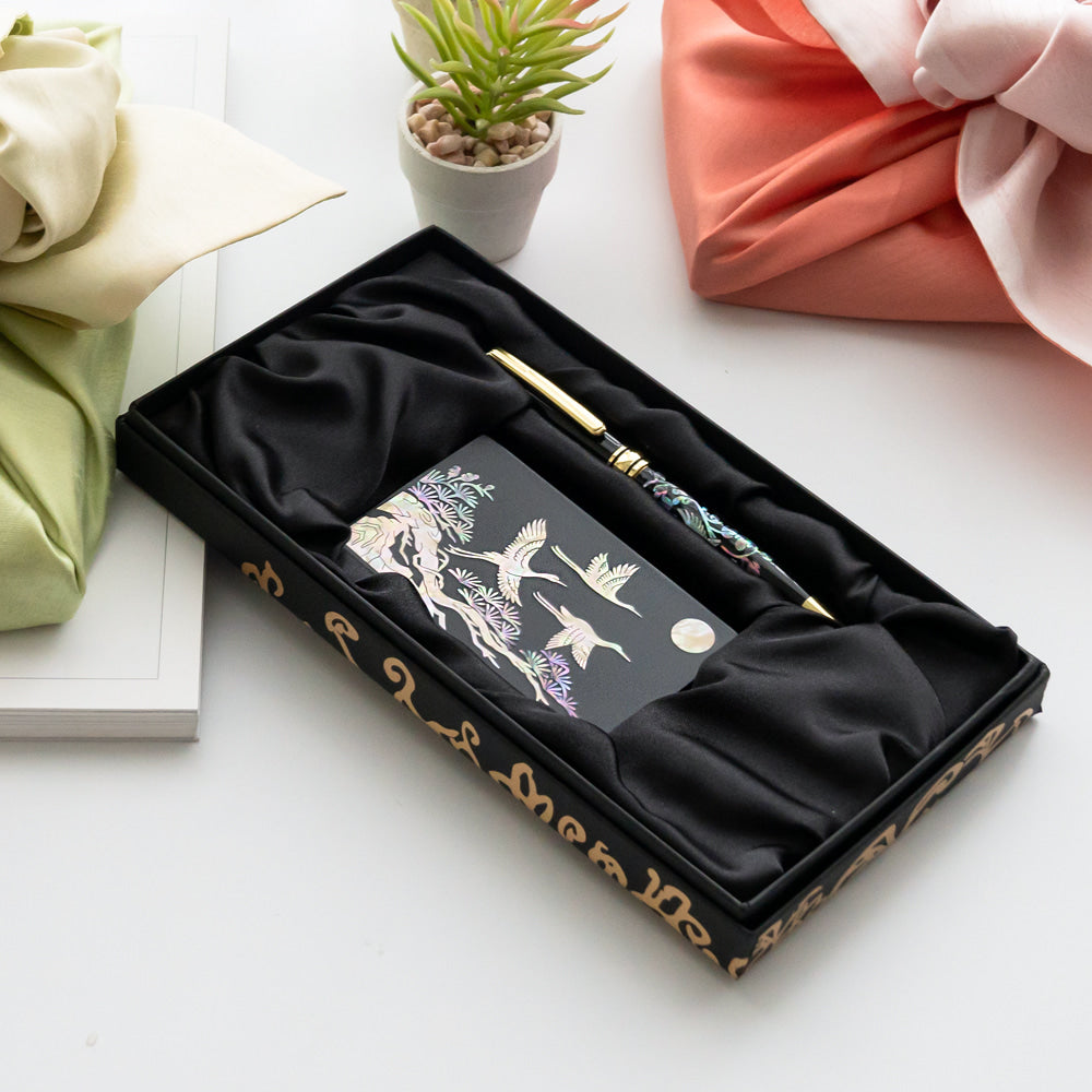 Najeon Chilgi Mother of Pearl Business Card Case Set — Pine & Crane - OF0147