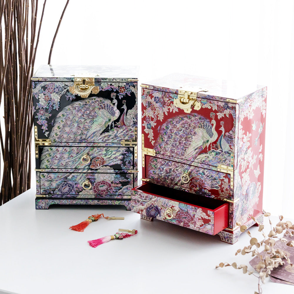 Peacock Bandaji Drawer Najeonchilgi Jewelry Chest, Extra Large by Jang Tae-bok