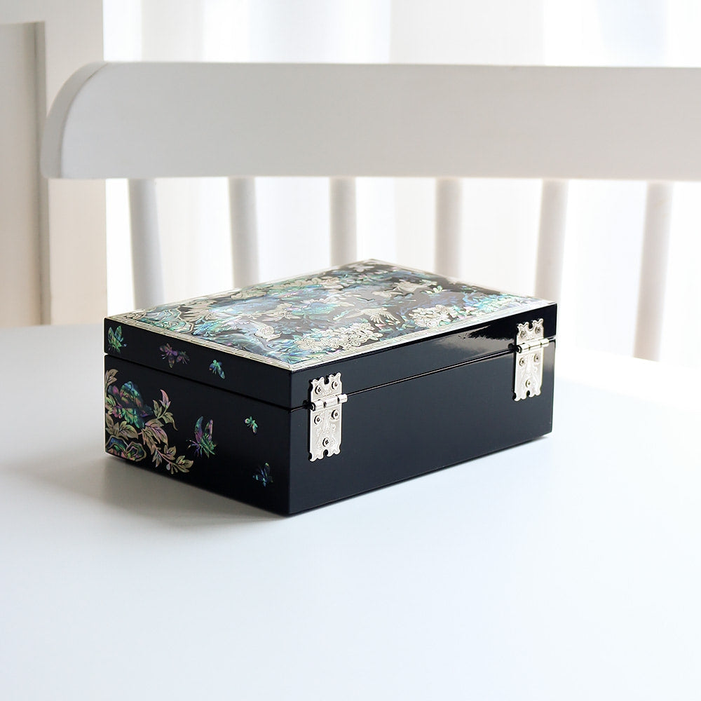 Najeonchilgi Plum Blossom 1-Tier Mother of Pearl Jewelry Box, 18 cm