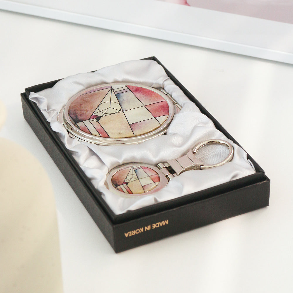 2-Piece Set: Najeon Hand Mirror Keyring Set (Jogakbo Patchwork)