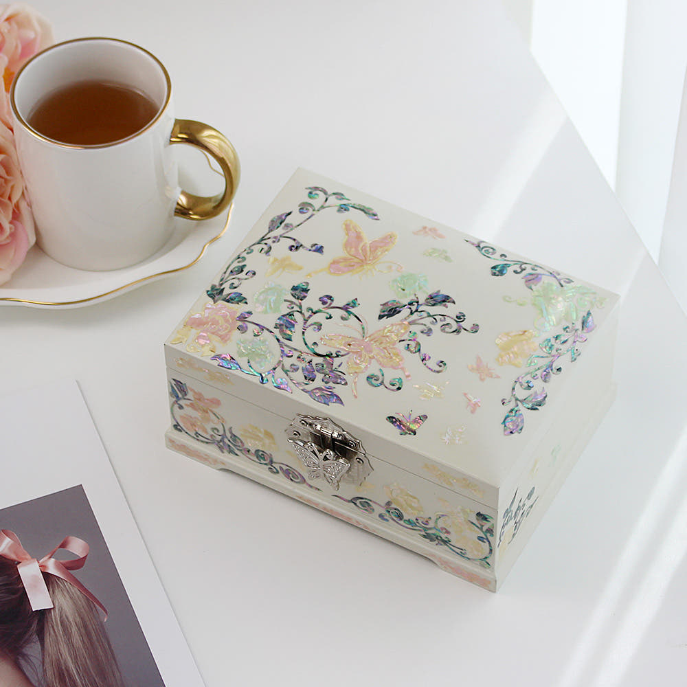 Najeonchilgi 2-Tier Mother of Pearl Jewelry Box Ring Yedan Wedding Gift Box