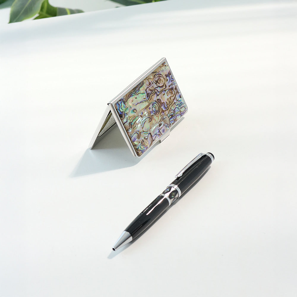 2-Piece Set: Premium Najeon Marbled Pattern Business Card Case Pen M