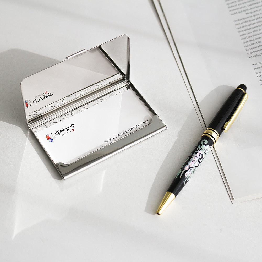 ★ Bojagi ★ Najeonchilgi Mother of Pearl Business Card Case Mother of Pearl Pen 2 Bell Set Traditional Korean