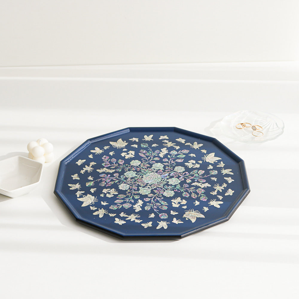 Najeonchilgi Vivid Peony Butterfly 12 Mother of Pearl Tray
