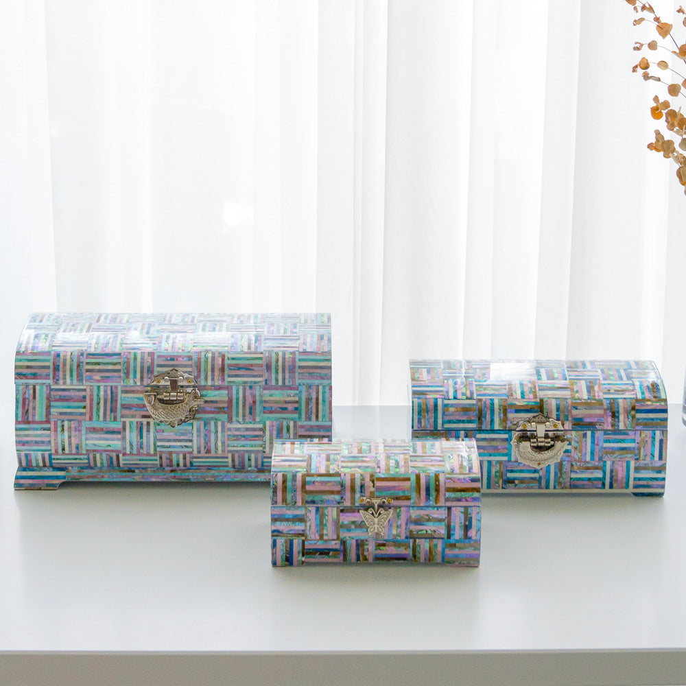 Rainbow 2-Tier Najeonchilgi Mother of Pearl Jewelry Box, 24 cm by Park In-ho