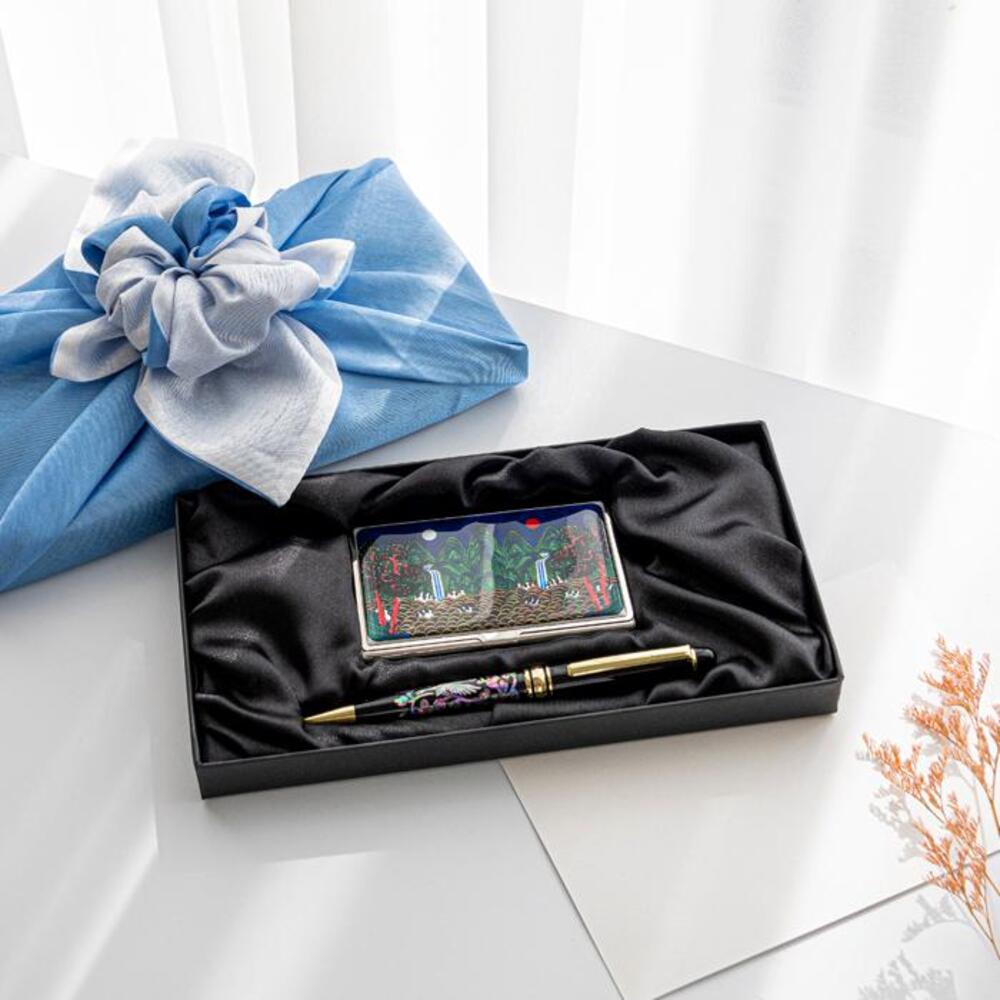 Najeon Chilgi Mother of Pearl Business Card Case Set — Pine & Crane - OF0148