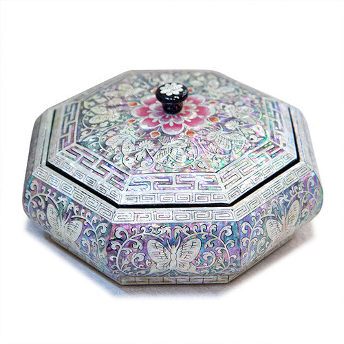 Premium Najeonchilgi Lacquerware Butterfly Octagonal 다용도 Mother of Pearl Jewelry Box - Jang Tae - Bok