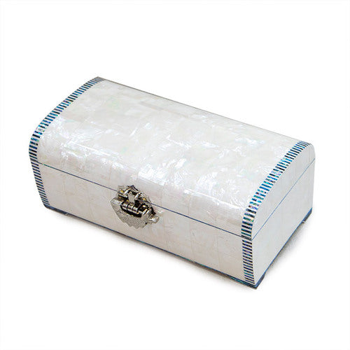 White Pearl Rounded 2-Tier Najeonchilgi Jewelry Box, 24 cm by Park In-ho