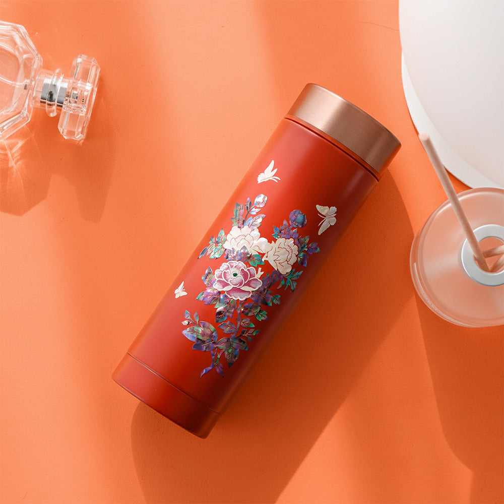 Najeonchilgi Painted Peony Stainless Steel Mother of Pearl Tumbler 300ml