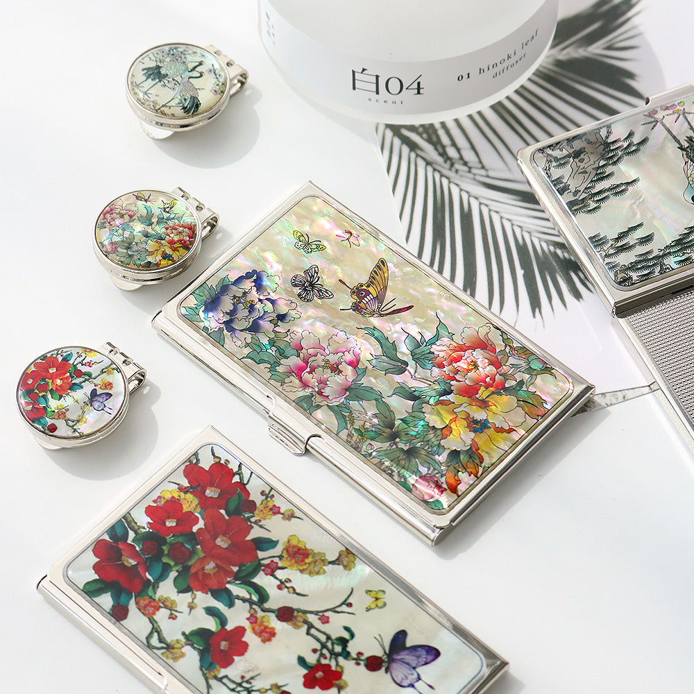 2-Piece Set: Business Card Case Golf Ball Marker K(Flower)