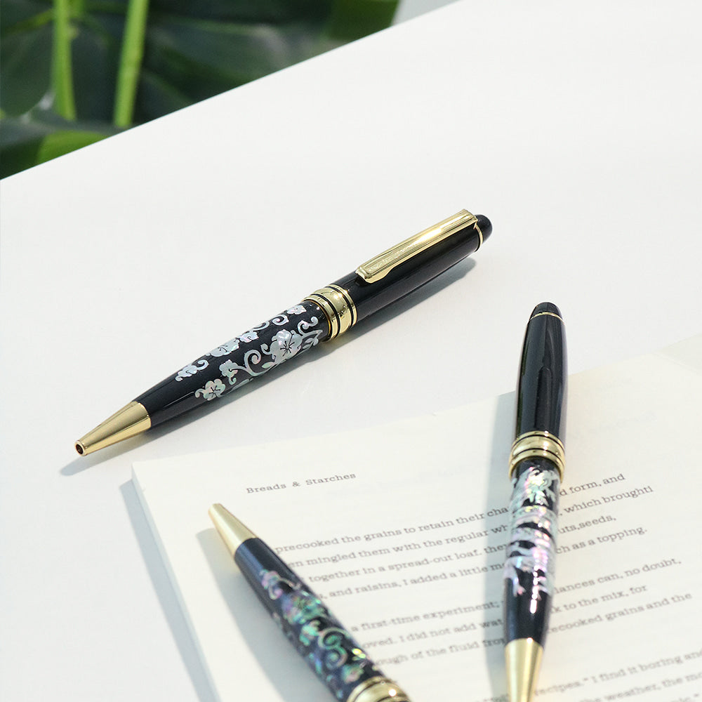 2-Piece Set: Premium Najeonchilgi Aurora Business Card Case M Mother of Pearl Pen