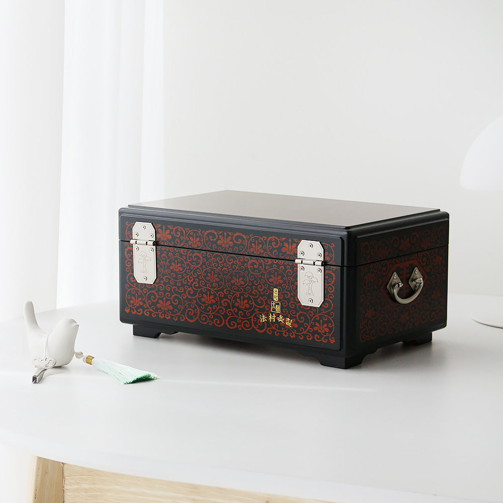 Premium Flower Arabesque Pattern Ottchil Lacquer Jewelry Box, 30 cm