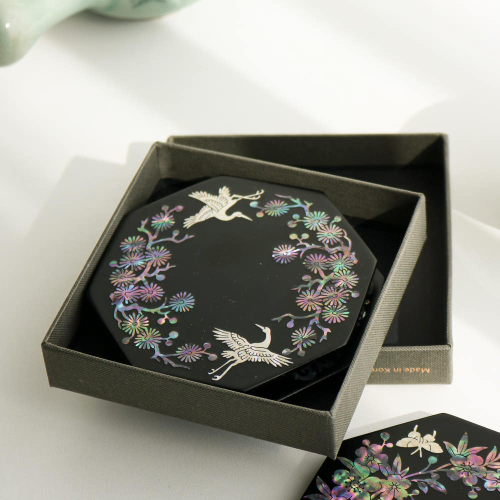Najeonchilgi Mother of Pearl Coaster Mother of Pearl Coaster Traditional Coaster Traditional Red