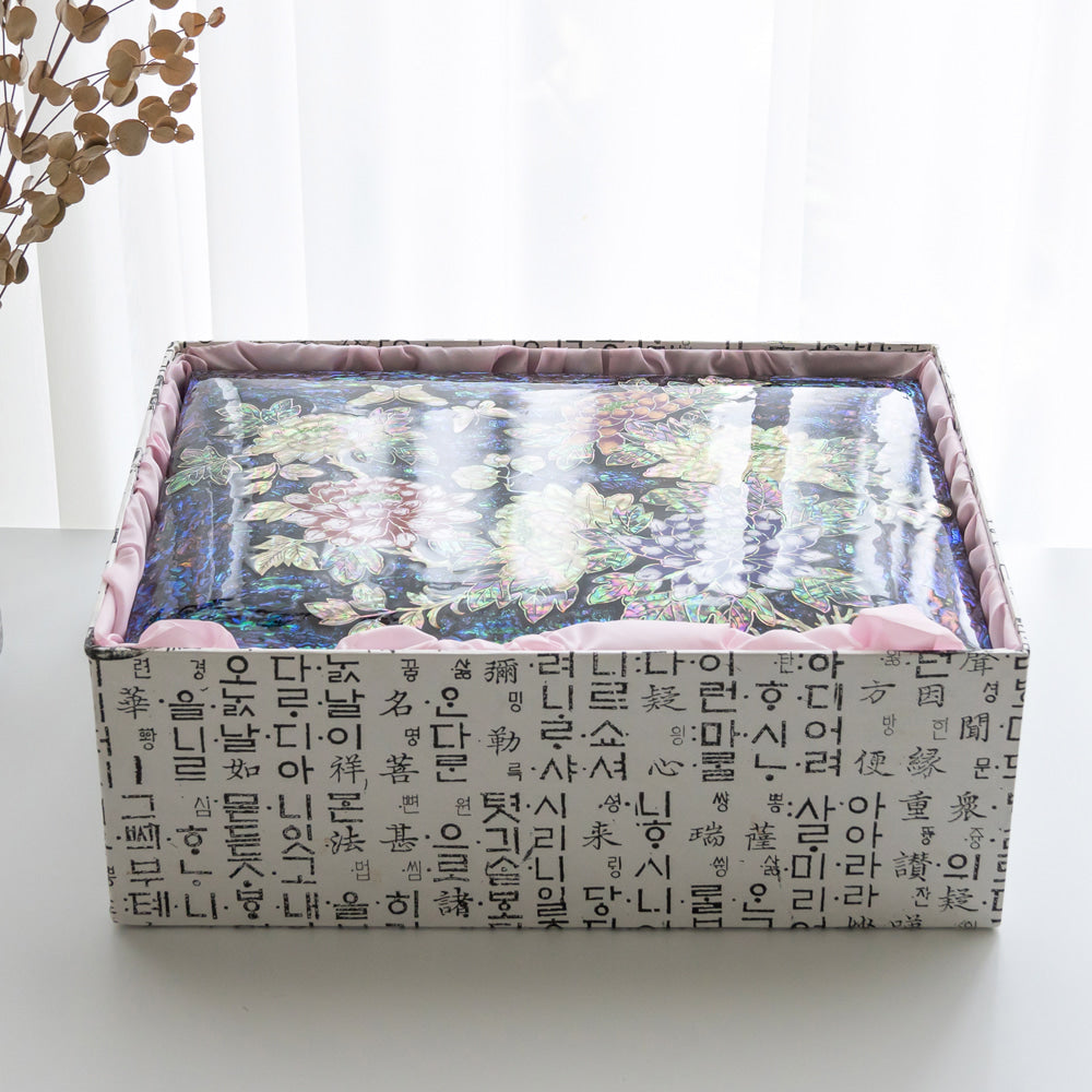 Peony 2-Tier Najeonchilgi Mother of Pearl Jewelry & Document Box, 34 cm