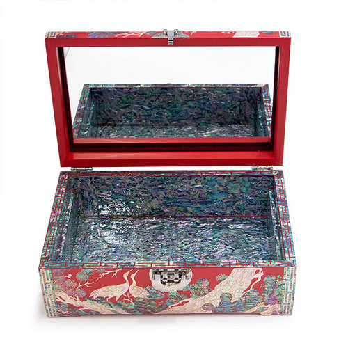 Peony Flower 1-Drawer Vanity Jewelry Box (Red) Small