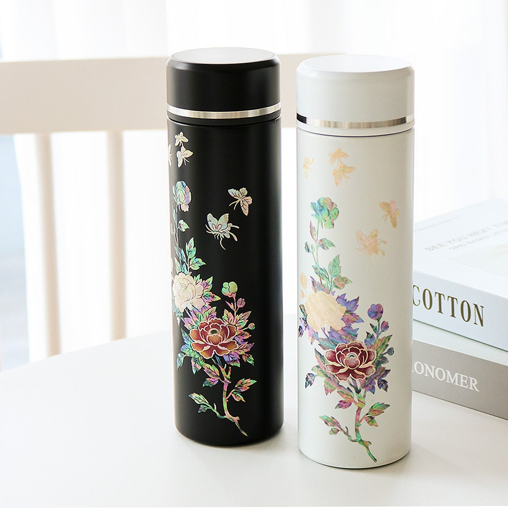 Najeonchilgi Painted Peony Stainless Steel Mother of Pearl Tumbler 500ml