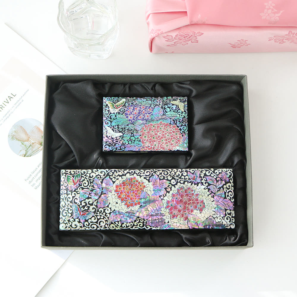 Korean Red Najeonchilgi Pine & Crane Peony Mother of Pearl Pen Case Traditional