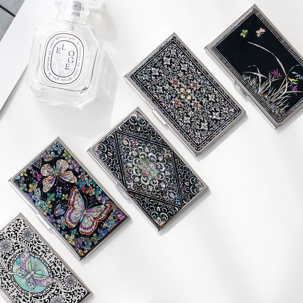 Mother of Pearl Business Card Case (Arabesque Butterfly)