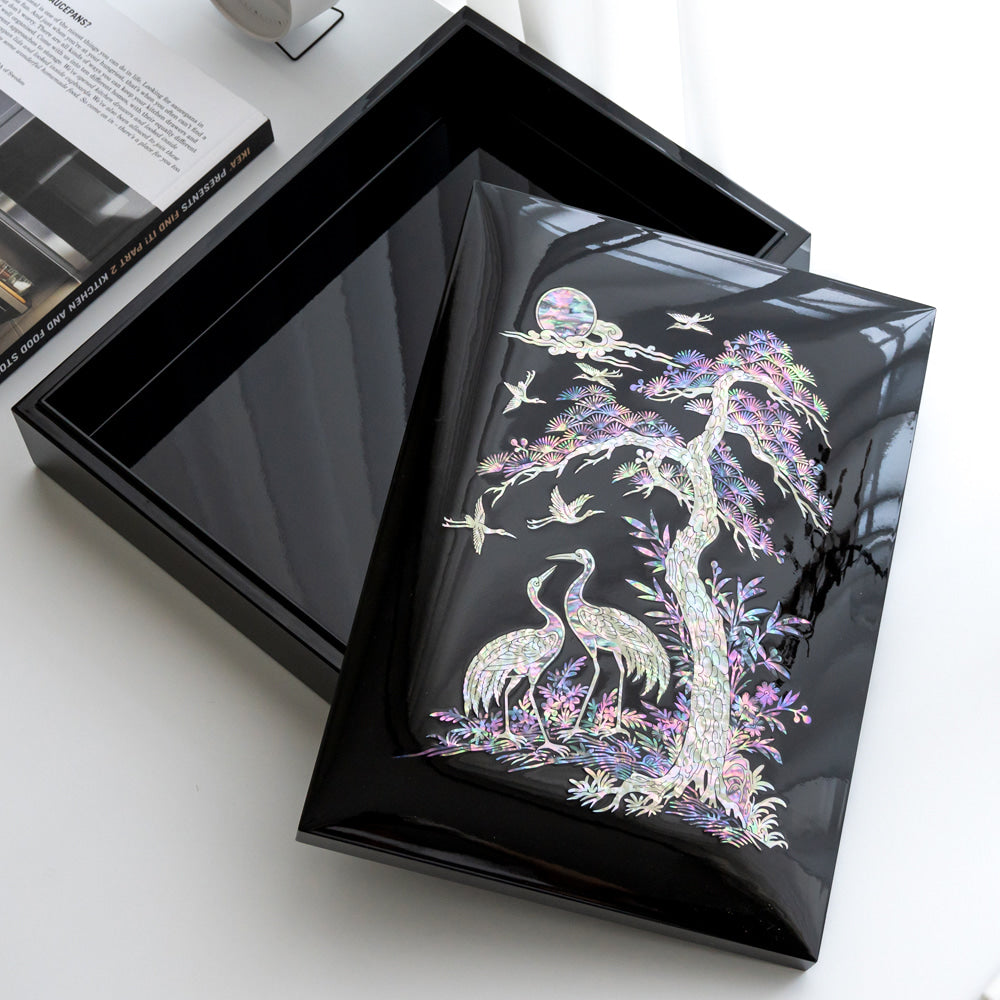 Large Najeon Chilgi Mother of Pearl Document & Memo Box (Black) - OF0218