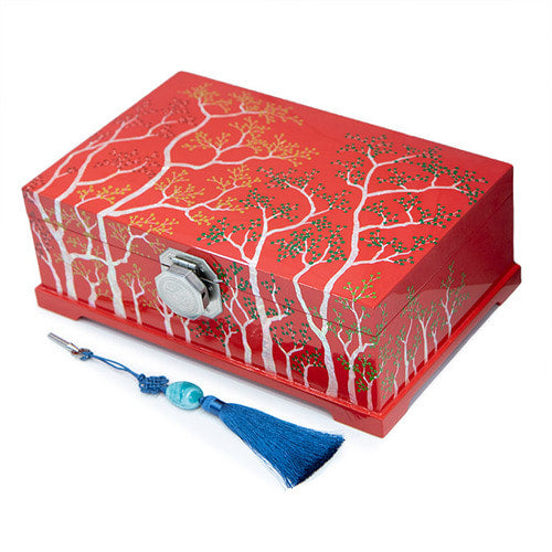Four Seasons Spring & Summer Ottchil Najeon 2-Tier Jewelry Box (Red) by Jang Chun-cheol