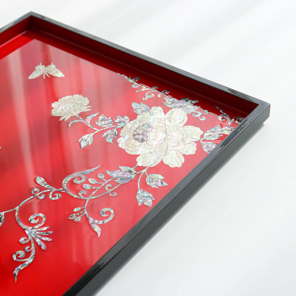 Najeonchilgi Peony of Wealth Mother of Pearl Tray (Large)