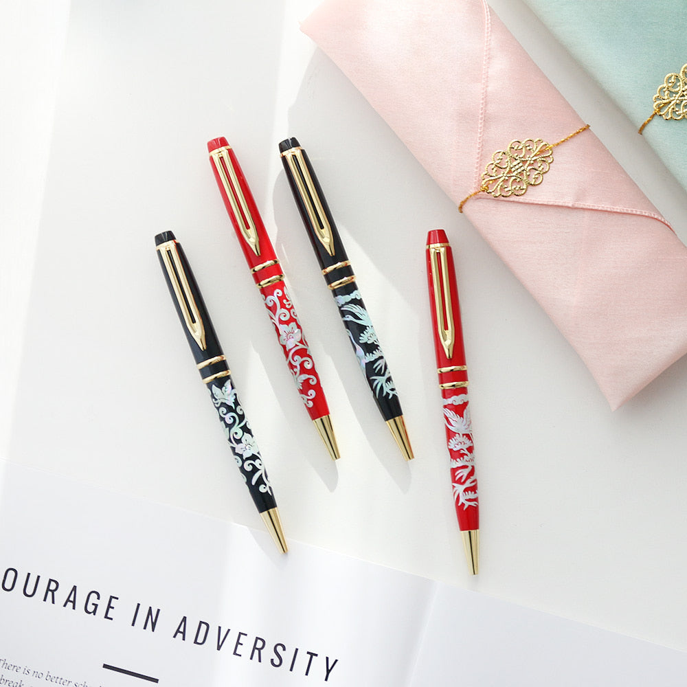 Najeonchilgi Pine & Crane Plum & Butterfly Mother of Pearl Pen