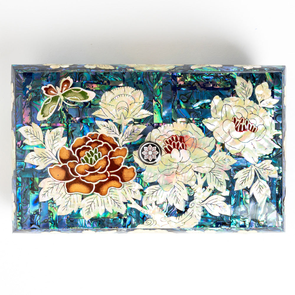 Peony Blue Mother of Pearl Box by Park In-ho