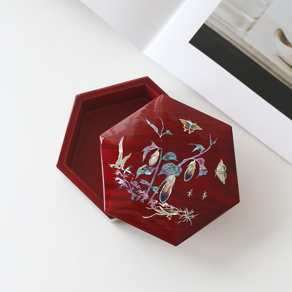 Premium Najeon Stacked Box Hexagonal Multi Purpose Box (Chochungdo) (Najeonchilgi) (Master Artisan Park Jin-seop)