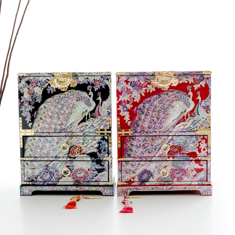 Peacock Bandaji Drawer Najeonchilgi Jewelry Chest, Extra Large by Jang Tae-bok