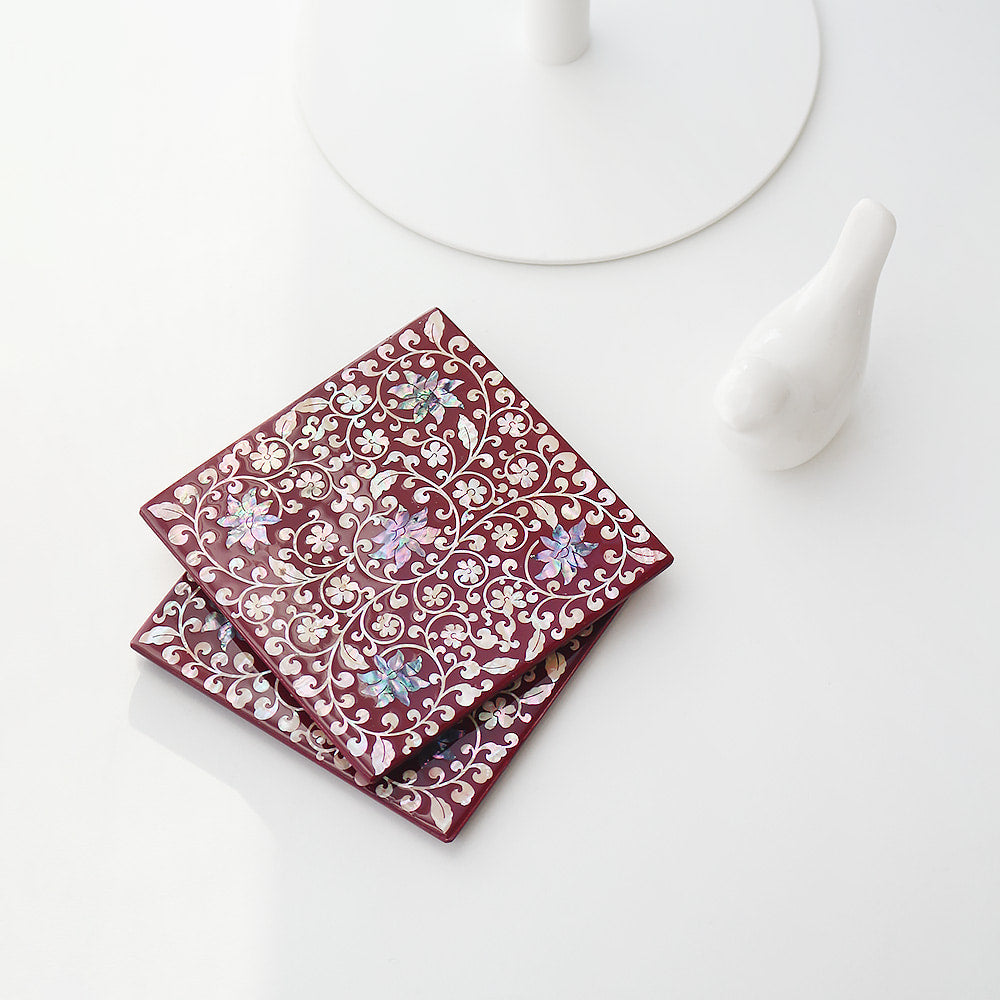 Najeonchilgi Square Mother of Pearl Coaster (Arabesque) 2P